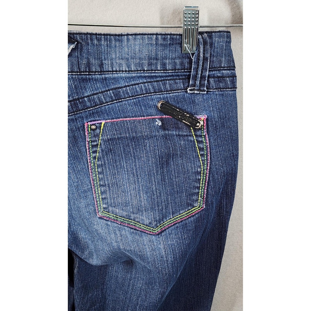 Vintage MisKeen Jeans Womens 5 Embellished Rhinestone Sword Bootcut Stretch - Picture 3 of 14
